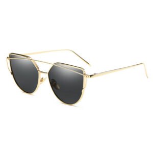 Female cat eye metal sunglasses trendy style double briges coating pink mirror DBS6475