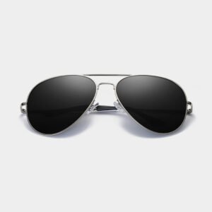 Custom adjustable width spring temple metal pilot sunglasses polarized black lens DBS6555P