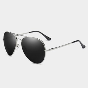 Custom adjustable width spring temple metal pilot sunglasses polarized black lens DBS6555P